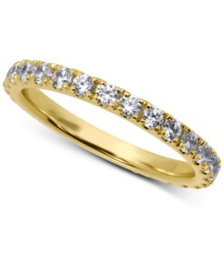 oro leoni 925 sterling silver cz eternity band ring - 14k silver, yellow and rose gold plated (yellow gold, 9)