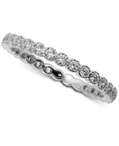 oro leoni 925 sterling silver cubic zirconia stackable ring. (silver-1, 7)