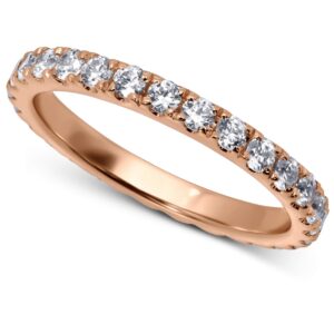 ORO LEONI 925 Sterling Silver Cz Eternity Band Ring - 14k Silver, Yellow And Rose Gold Plated (Rose Gold, 8)