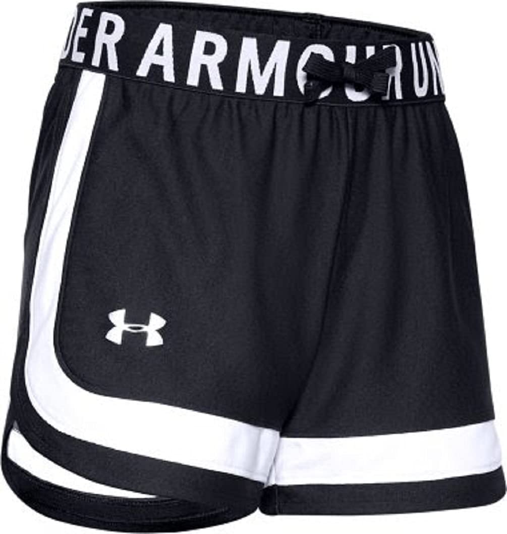 Under Armour Girls' Play Up Solid Workout Gym Shorts (Black/White 001, Medium)