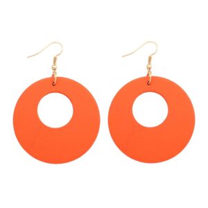 ethnic occident fashion women's wood geometric earrings ear studs hook wooden drop dangle gift (orange)