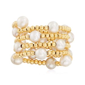 Ross-Simons 4-5mm Cultured Pearl Adjustable Beaded Wrap Ring in 14kt Yellow Gold