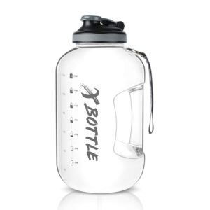 xbottle 1 gallon water bottle with chug lid, bpa free dishwasher safe 128oz large water bottle with motivational time marker and handle leak-proof big water jug for camping sports workouts (chug lid)