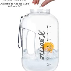 XBOTTLE 1 Gallon Water Bottle with Chug lid, BPA Free Dishwasher Safe 128oz Large Water Bottle with Motivational Time Marker and Handle Leak-proof Big Water Jug for Camping Sports Workouts (chug lid)