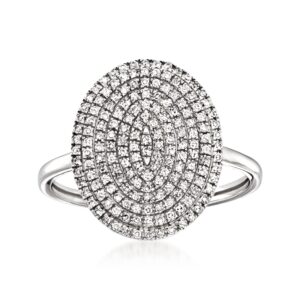 ross-simons 0.35 ct. t.w. pave diamond oval ring in 14kt white gold. size 10