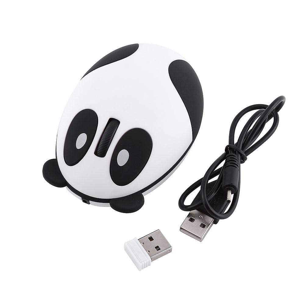 Rechargeable Mouse, 2.4GHz Optical Panda Computer Mouse Quiet Ergonomic USB Cartoon Computer Mouse for Win/OS X/Linux/Andriod/iOS