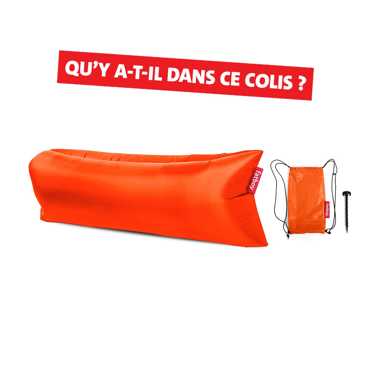 Fatboy Lamzac The Original Version 3 Inflatable Lounger with Carry Bag, Tulip Orange