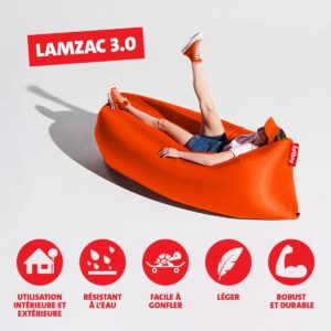 Fatboy Lamzac The Original Version 3 Inflatable Lounger with Carry Bag, Tulip Orange