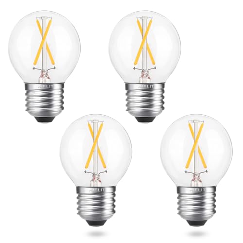 AIELIT Dimmable 2 Watt Globe LED Light Bulbs (25W Equivalent), Warm White 2700K, A15/A50 LED Bulb, E26 Medium Base, Antique Filament Edison Decorative Bulb for Chandelier, Ceiling Fan, 4 Pcs