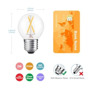 AIELIT Dimmable 2 Watt Globe LED Light Bulbs (25W Equivalent), Warm White 2700K, A15/A50 LED Bulb, E26 Medium Base, Antique Filament Edison Decorative Bulb for Chandelier, Ceiling Fan, 4 Pcs