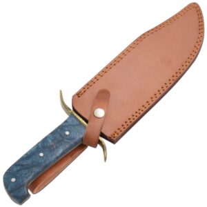 Wild Turkey Handmade 15'' Fixed Blade Hunting Knife w/Leather Sheath (Blue)