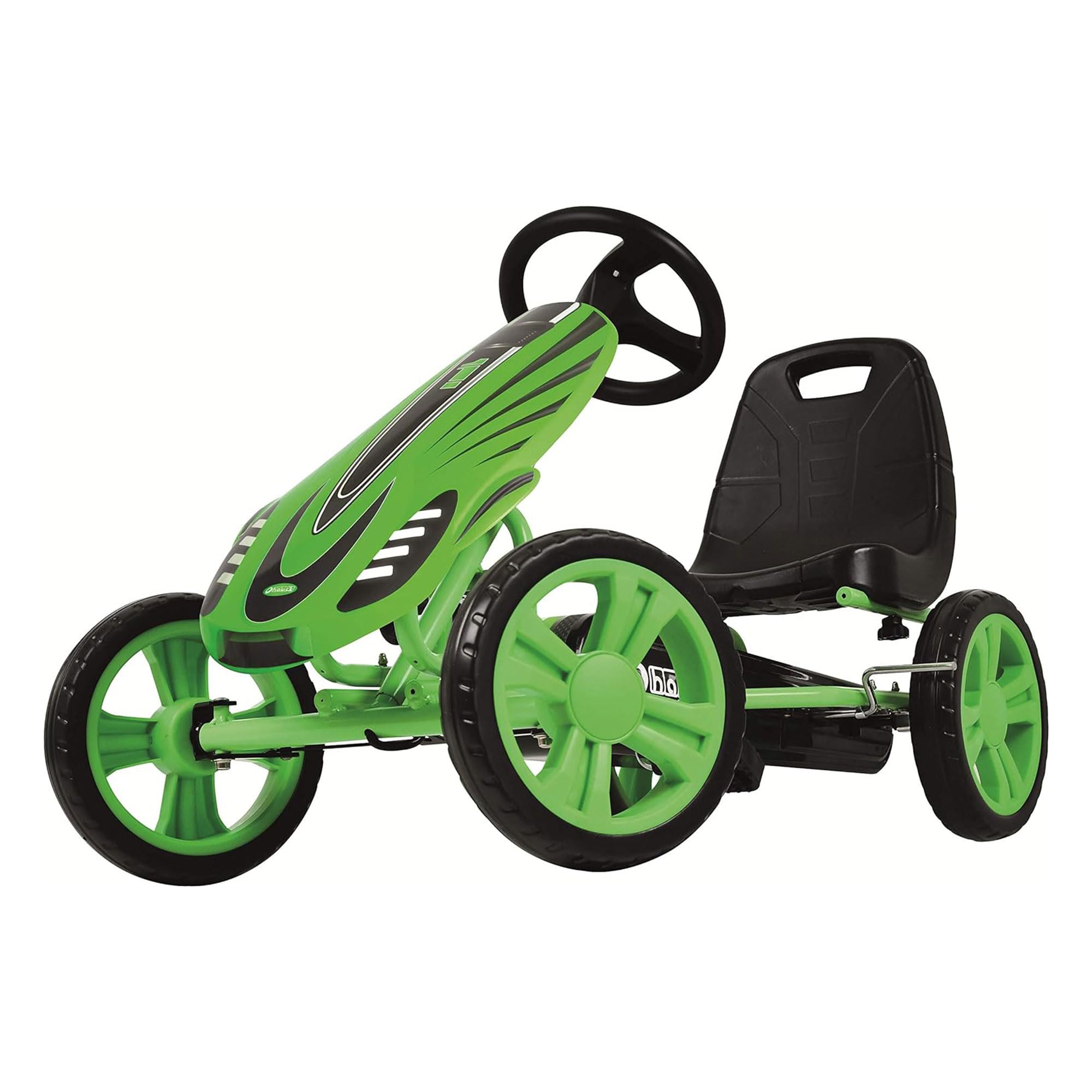 Hauck Speedster Pedal Go-Kart for Kids Ages 4-8 with Adjustable Bucket Seat, Large Front Plate, Handbrake, and EVA Plastic Wheels, Green