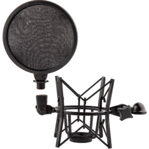 LYRCRO Microphone Shock Mount with Integrated Pop Shield for Rode Mics like K2, NT1-A,NT1000, NT2-A, NT2000, NTK, Podcaster and Procaster (20mm Internal Thread).