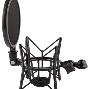 LYRCRO Microphone Shock Mount with Integrated Pop Shield for Rode Mics like K2, NT1-A,NT1000, NT2-A, NT2000, NTK, Podcaster and Procaster (20mm Internal Thread).