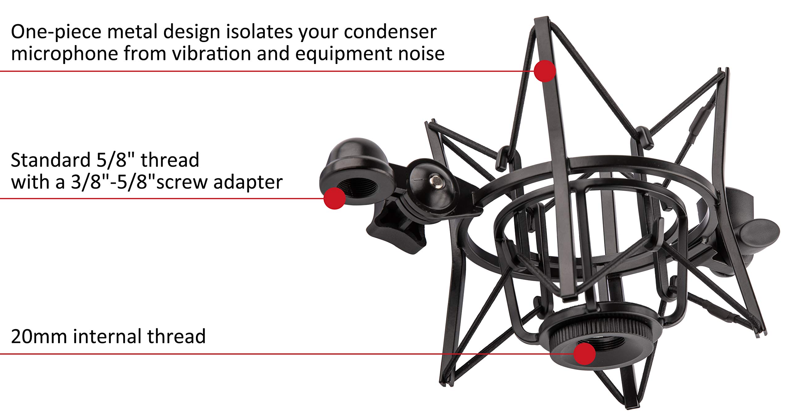 LYRCRO Microphone Shock Mount with Integrated Pop Shield for Rode Mics like K2, NT1-A,NT1000, NT2-A, NT2000, NTK, Podcaster and Procaster (20mm Internal Thread).