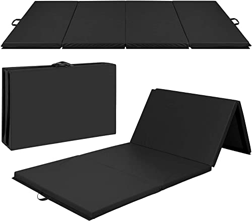 Thick Gymnastics Exercise Mat, 4'x8'x2"Extra Thick High Density Anti-Tear Folding Tumbling Mats Gymnastics for Home, Gym Mat for MMA, Stretching Yoga Cheerleading Martial Arts, Aerobics (Black)