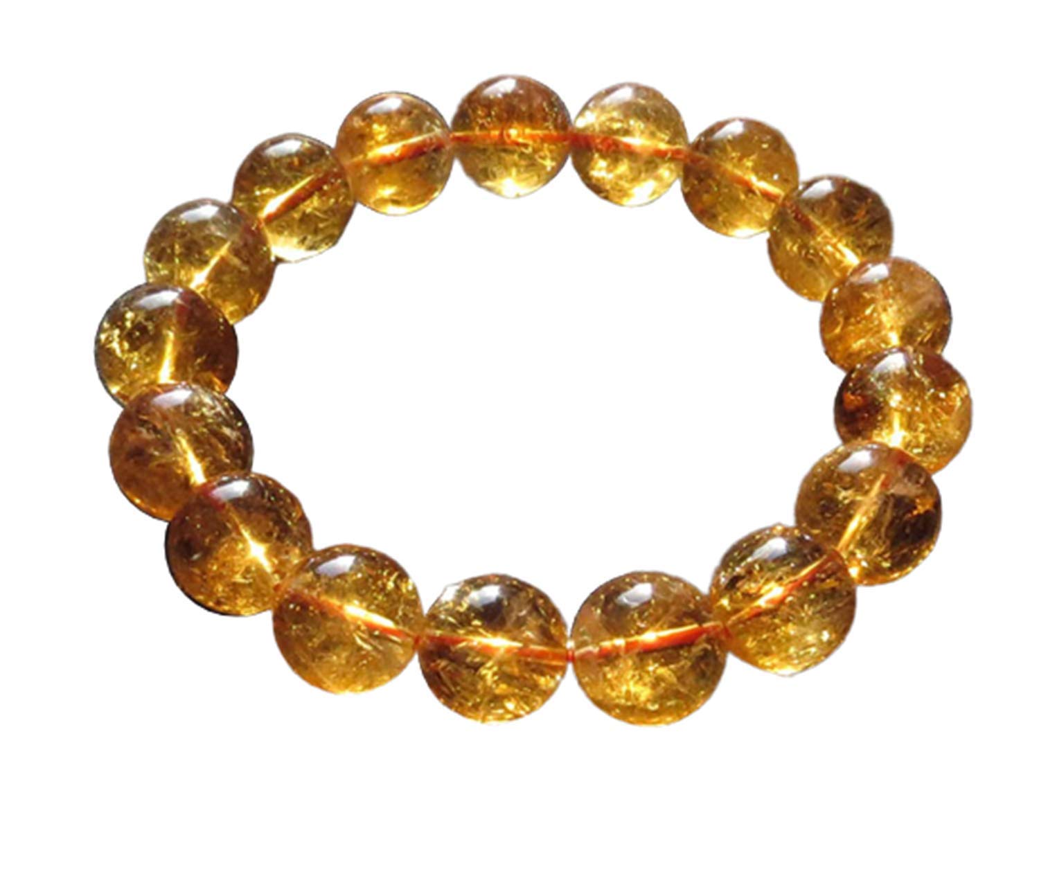 Muko Gemstone 10mm Natural Citrine Quartz Yellow Crystal Round Beads Bracelet Crystal Women Men AAAAA