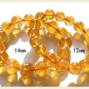 Muko Gemstone 10mm Natural Citrine Quartz Yellow Crystal Round Beads Bracelet Crystal Women Men AAAAA