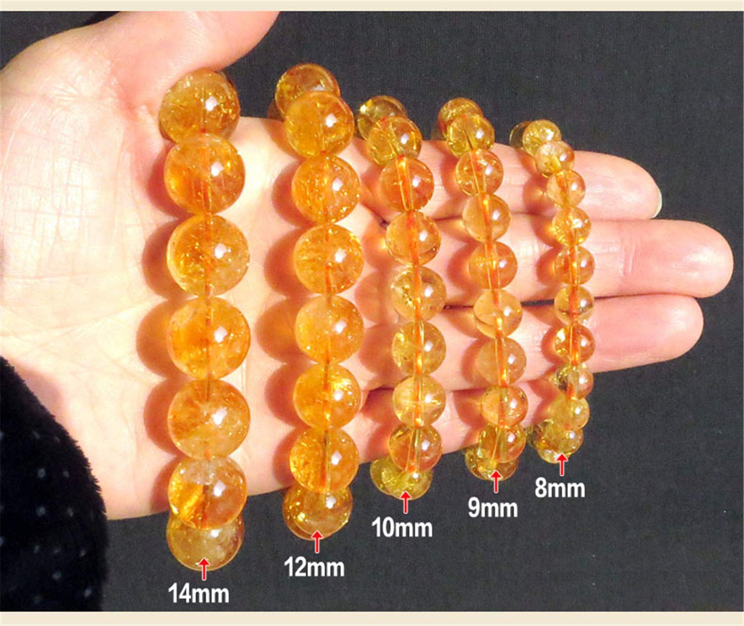 Muko Gemstone 10mm Natural Citrine Quartz Yellow Crystal Round Beads Bracelet Crystal Women Men AAAAA