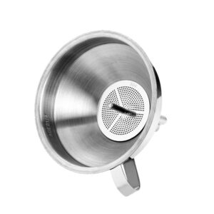 Stainless Steel Wide Mouth Funnels with Detachable Strainer, 5-inch Funnel for Filling Small Bottles and Jars, Cooking Oil and Transmission Liquid and Powder, Food Grade Metal Kitchen Funnels Silver