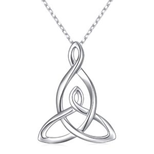 flyow 925 sterling silver jewelry mom knot mother daughter celtic knot pendant necklace for women birthday valentine's day mother's day gift, 16 inch + 2 inch