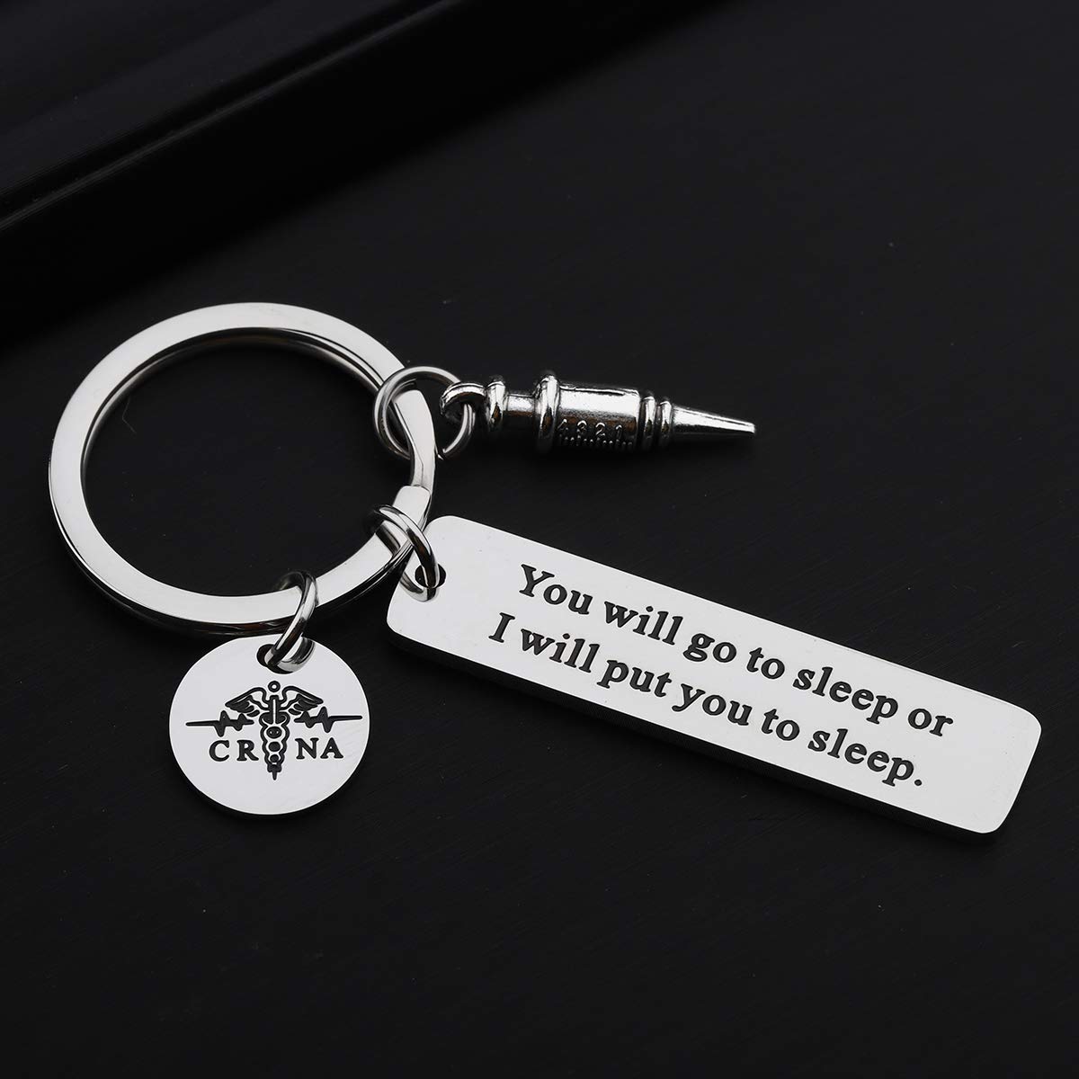 FOTAP CRNA Gift Nurse Anesthetist Gift You Will Go To Sleep Or I Will Put You To Sleep Keychain Anesthesiologist Gift Nurse Graduation Gift (CRNA Sleep Keychain)