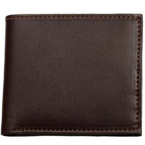 premium full grain bridle leather men’s bifold wallet with flip up id window – brown - made in usa