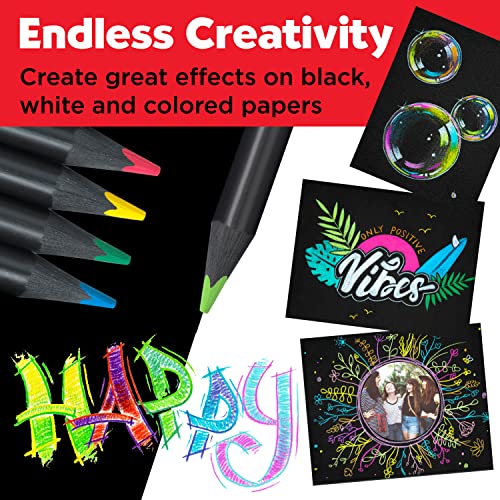 Faber-Castell Black Edition Colored Pencils - 12 Neon and Pastel Colors, Black Wood and Soft Core Lead, Premium Art Colored Pencils for Adult Coloring, Kids, Hobby Artists and Beginners