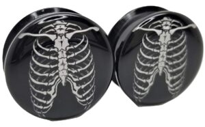 pierced republic rib cage ear plugs - acrylic screw-on - 10 sizes - pair* (5/8" (16mm))