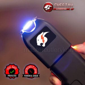 BP TRENDZ Cheetah Tactical Stun Gun- Rechargeable Powerful Portable Stun Gun Heavy Duty Built-in LED Flashlight with Carrying Case Best for Emergency Situations,Self Defense