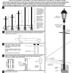 Solus SP7-CNCA-WH 7' Outdoor Direct Burial Lamp Post with Convenience Outlet, Fits 3" Post Top Fixtures, Includes Inlet Hole, Easy to Install, Corrosion & Weather Resistant, White