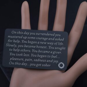 TIIMG Sobriety Gift Addiction Recovery Gift AA Gift NA Gift 12 Step Gifts Alcoholics Anonymous AA Recovery Sobriety Wallet Insert Card (You Got Sober NA black)