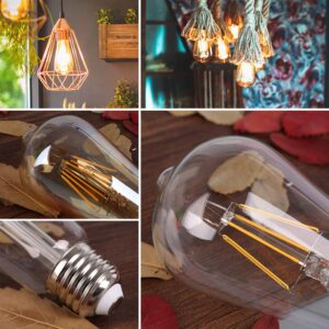 Vintage LED Edison Bulb, ST19 4W Dimmable LED Filament Bulb, 400 Lumens, Warm White 2700K, LED Light Bulb, Clear Glass, E26 Base, 4 Pack