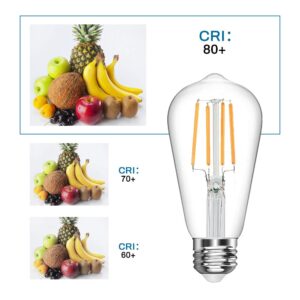 Vintage LED Edison Bulb, ST19 4W Dimmable LED Filament Bulb, 400 Lumens, Warm White 2700K, LED Light Bulb, Clear Glass, E26 Base, 4 Pack