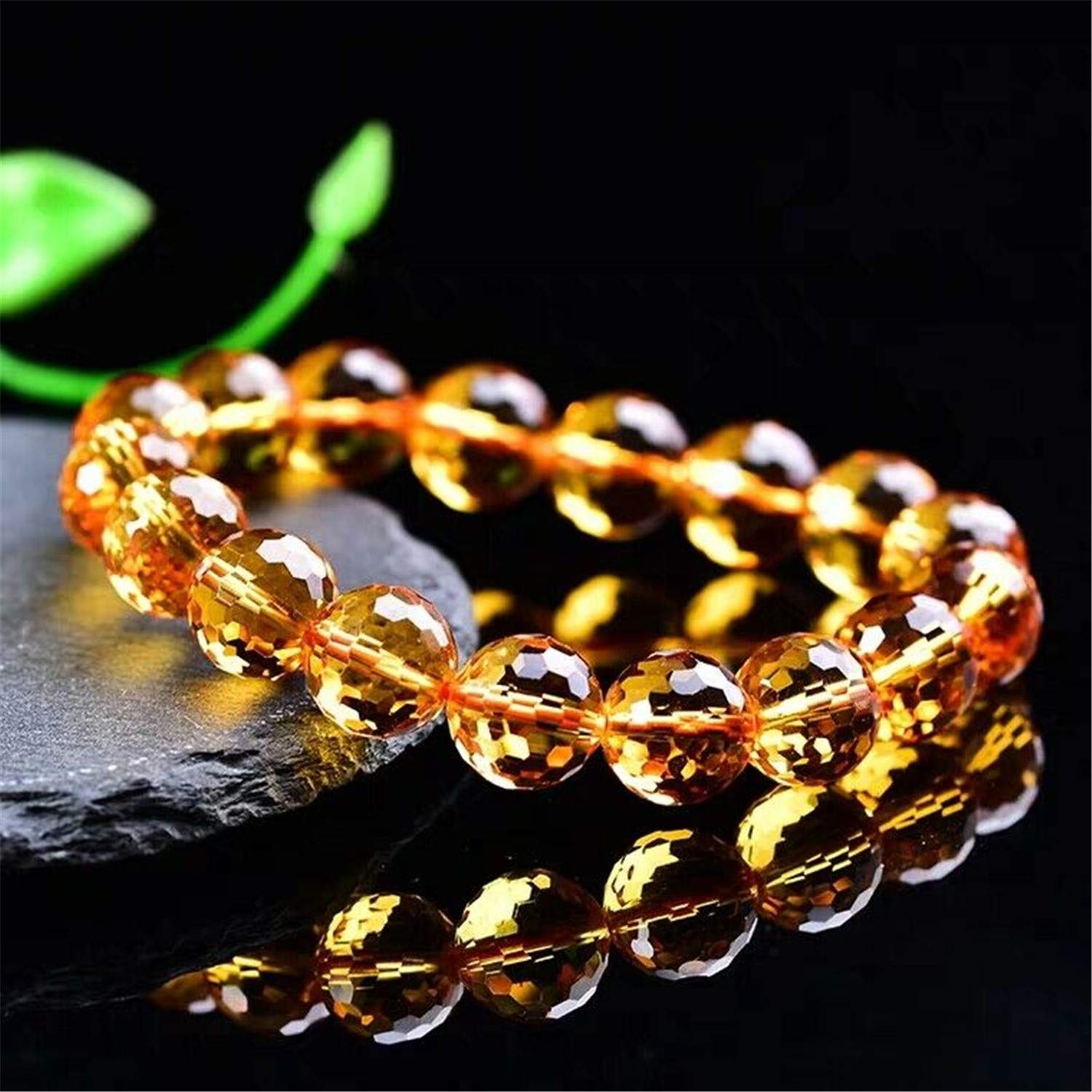 Muko Gemstone 8mm Natural Citrine Quartz Yellow Clear Faceted Beads Bracelet Crystal Women Men AAAAA