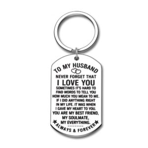 Aizza Beata Anniversary Husband Gifts Keychain from Wife Birthday Gift for Fiance Bridegroom Hubby My Soulmate My Everything Cute I Love You Gift Wedding Couple Gift for Him Men