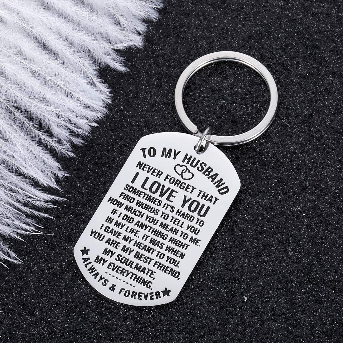 Aizza Beata Anniversary Husband Gifts Keychain from Wife Birthday Gift for Fiance Bridegroom Hubby My Soulmate My Everything Cute I Love You Gift Wedding Couple Gift for Him Men