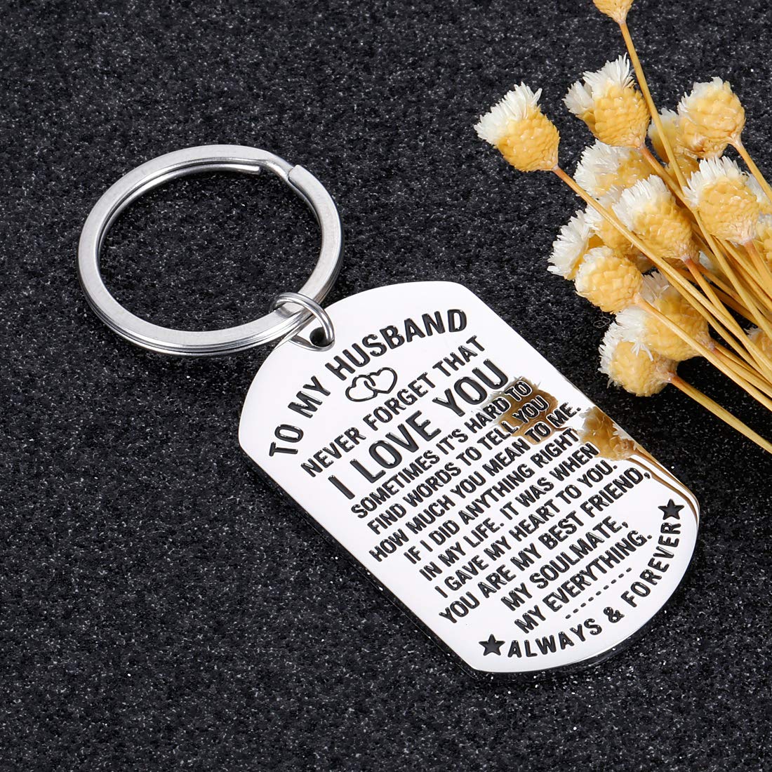 Aizza Beata Anniversary Husband Gifts Keychain from Wife Birthday Gift for Fiance Bridegroom Hubby My Soulmate My Everything Cute I Love You Gift Wedding Couple Gift for Him Men