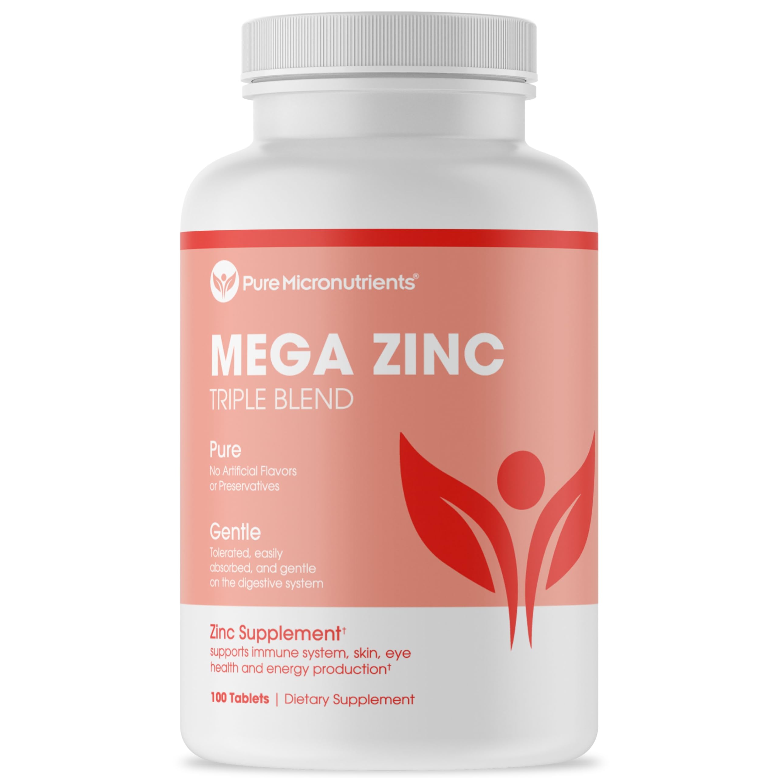 Mega Zinc Supplement, 50mg - 3-in-1 Zinc Complex - 100 Tablets - Pure Micronutrients