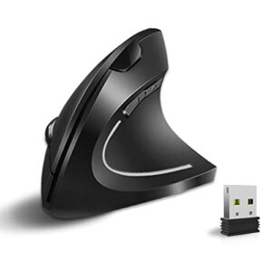 vassink ergonomic mouse, rechargeable wireless mouse, 2.4ghz rechargeable wireless vertical optical mice with usb receiver, 6 buttons for laptop, pc, computer black