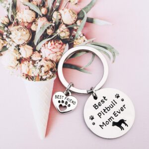 FUSTMW Dog Owner Gifts Best Pitbull Mom Ever Keychain Dog Lover Gifts Paw Print Jewelry Pet Owner Rescue Gift (best pitbull mom)