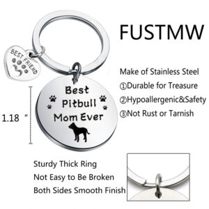 FUSTMW Dog Owner Gifts Best Pitbull Mom Ever Keychain Dog Lover Gifts Paw Print Jewelry Pet Owner Rescue Gift (best pitbull mom)