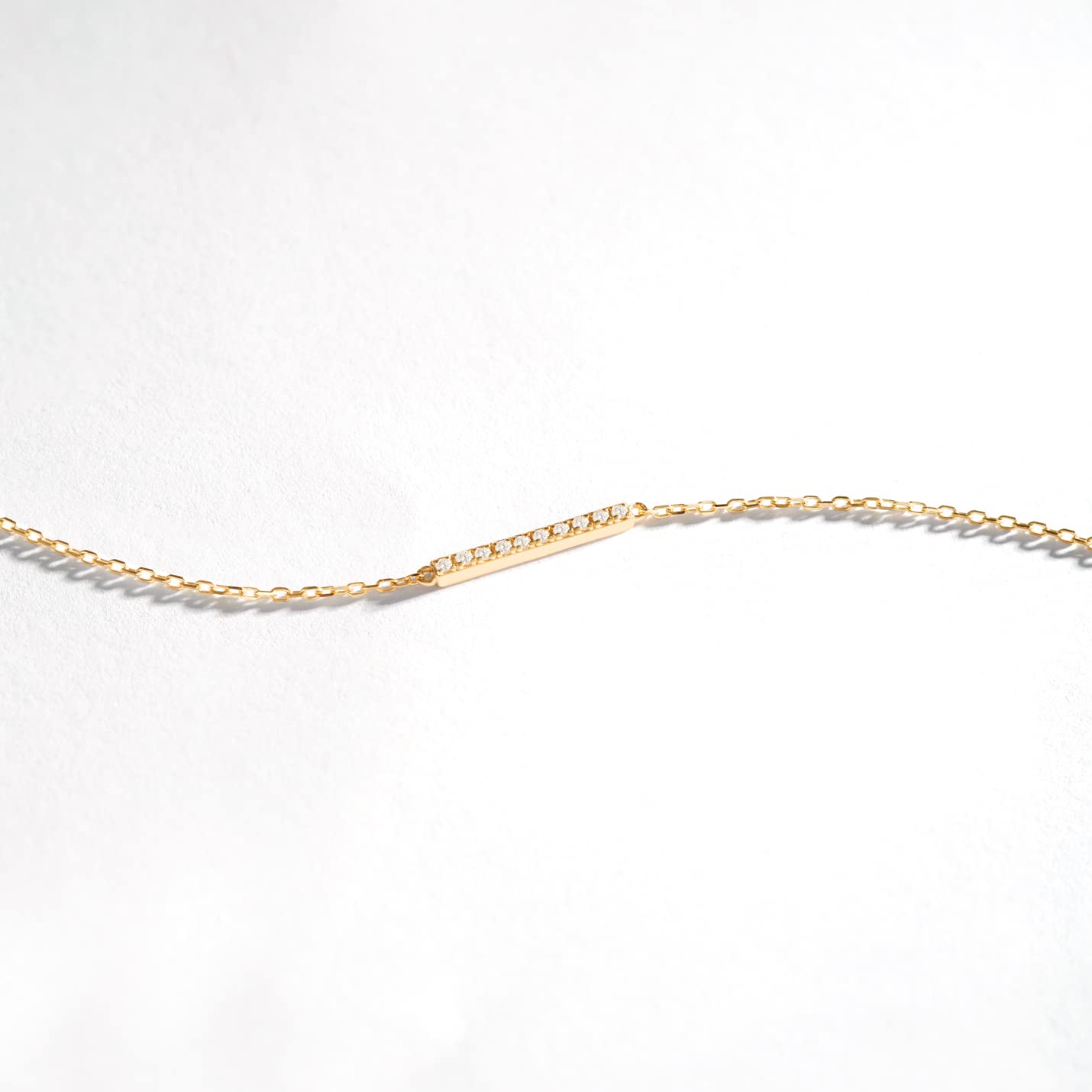 GELIN Diamond Bar Bracelet for Women | 14K Solid Gold Pave Diamond Bracelet | Adjustable 6" to 7"