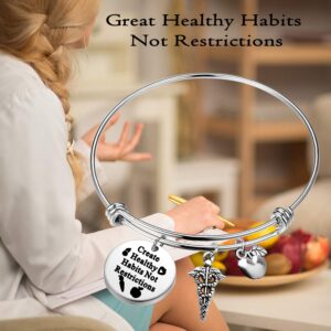 TGBJE Nutritionist Bracelet - Stainless Steel Strand with Healthy Charm - Dietitian Gift for Graduation or Just Because