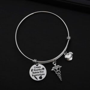 TGBJE Nutritionist Bracelet - Stainless Steel Strand with Healthy Charm - Dietitian Gift for Graduation or Just Because