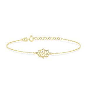 gelin 14k gold hamsa bracelet | 14k yellow gold evil eye bracelets for women, adjustable 6-7"