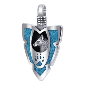 Arrowhead Turquoise Gemstone with Wolf Paw and Claw Southwestern Style 925 Sterling Silver Pendant for Women