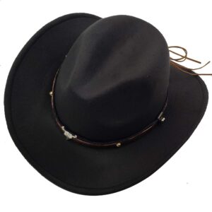 IFSUN Men & Women's Fur Felt Cowboy Hat Wide Brim Western Outback Black