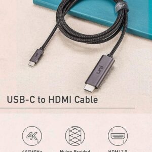 uni USB C to HDMI Cable 6ft-2 Pack 4K@60Hz, USB Type C to HDMI Cable [Thunderbolt 3 Compatible] for MacBook Pro/Air, iPad Pro, Surface Book 2, Galaxy S23, and More