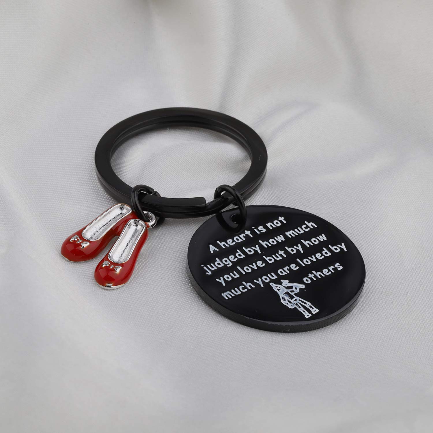 TGBJE Tinman Inspired Gift A Heart Is Judged By How Much You Are Loved By Others Keychian Kartoon jewelry (black heart keychain)